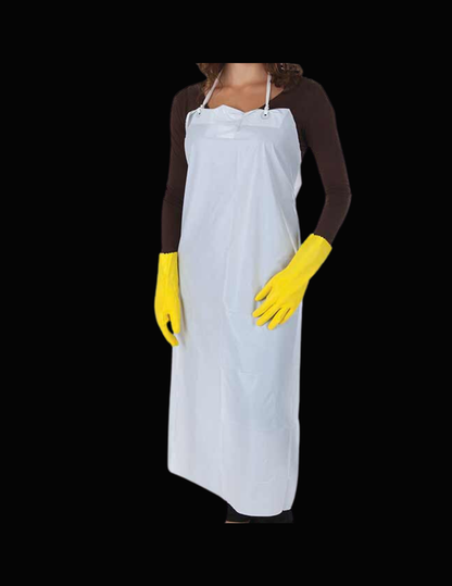 GP1338W - 6mil White Vinyl Apron | Waterproof, Chemical-Resistant, USDA Approved