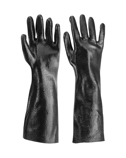 GP2238 PVC Smooth 18" Interlocked Lined Gloves – Black, Large (Pair)