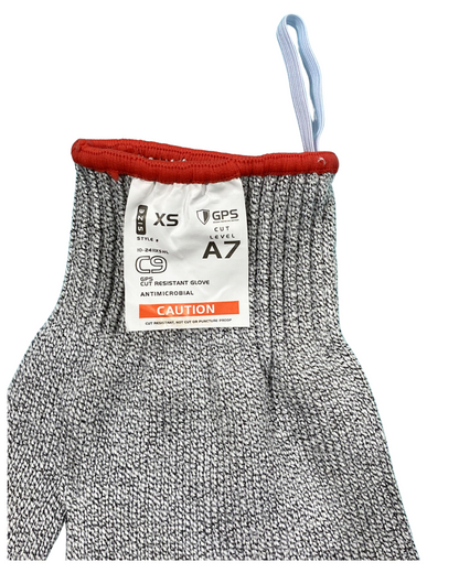 C9, 10 Gauge Cut Resistant Grey Glove w/Hang Up Loop ANSI Cut Level 7 - Sizes XXS-XXL