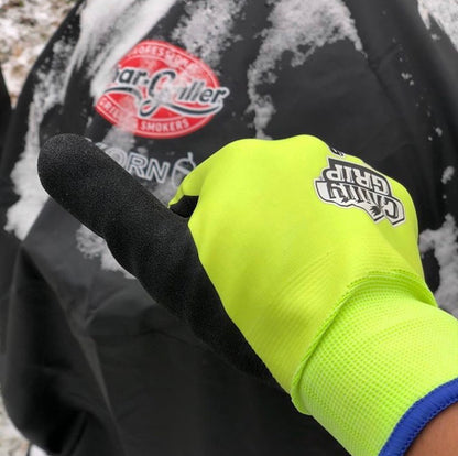 Chilly Grip H2O Waterproof Thermal-lined Black/Hi-Vis Large Full Fingered Work & General-Purpose Gloves - Nitrile Over Dip Coating, Sizes M-XXL