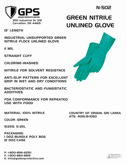 GREEN NITRILE 11 MIL UNLINED