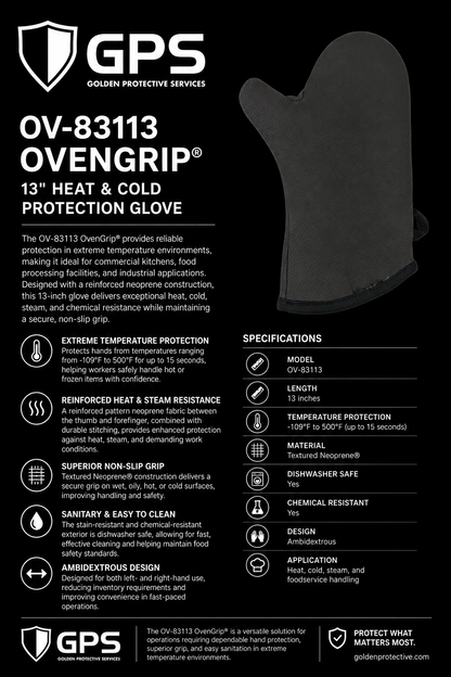 OV-83113 OvenGrip® 13" Heat & Cold Resistant Neoprene Mitt -109°F to 500°F Protection