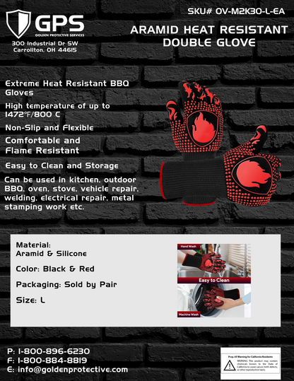 BBQ Gloves, Heat Resistant Oven Mitts Grilling Gloves