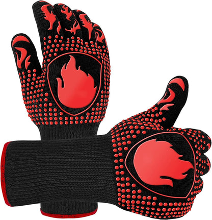 BBQ Gloves, Heat Resistant Oven Mitts Grilling Gloves