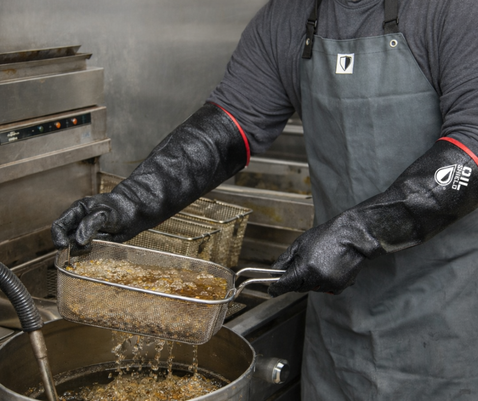 Oil Shield® Hycar, Black Nitrile Rubber Apron Mid-Weight 42", Food Service Safety