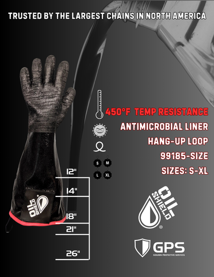 Oil Shield®, 18" High Temp Insulated Neoprene Gloves - Men's Sizes S-XL
