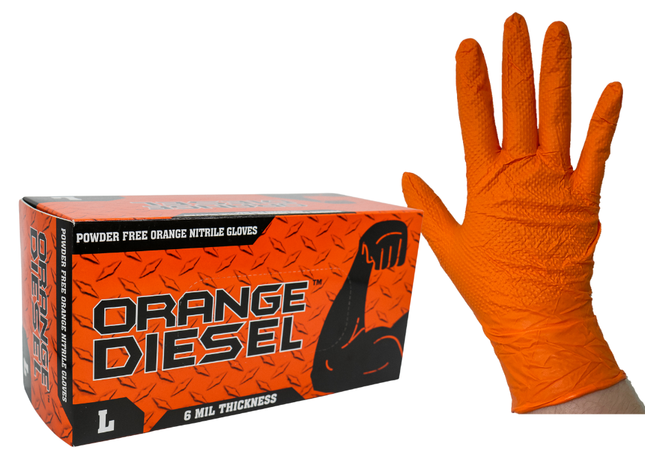 The Orange Diesel®, Powder Free Nitrile Disposable Gloves, 6 Mil
