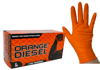 The Orange Diesel®, Powder Free Nitrile Disposable Gloves, 6 Mil