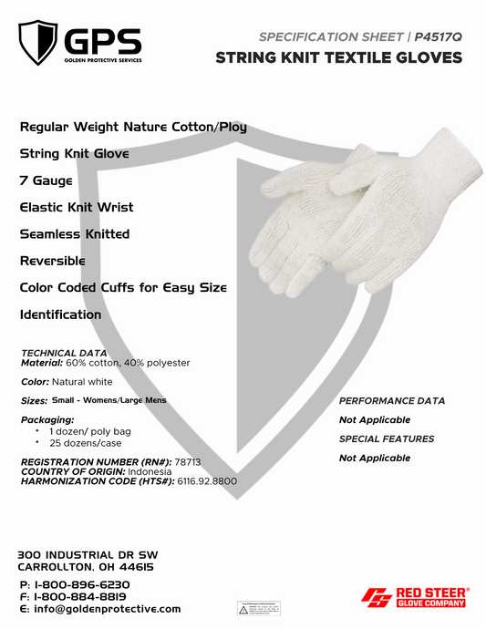 Cotton Knit Textile Gloves