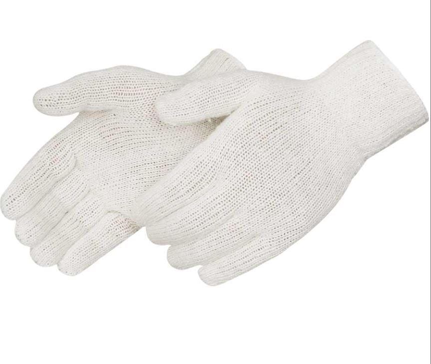 Reversible White Cotton/Polyester Knit Gloves, Medium Weight, Elastic Knit Wrist, Sold by Dozen