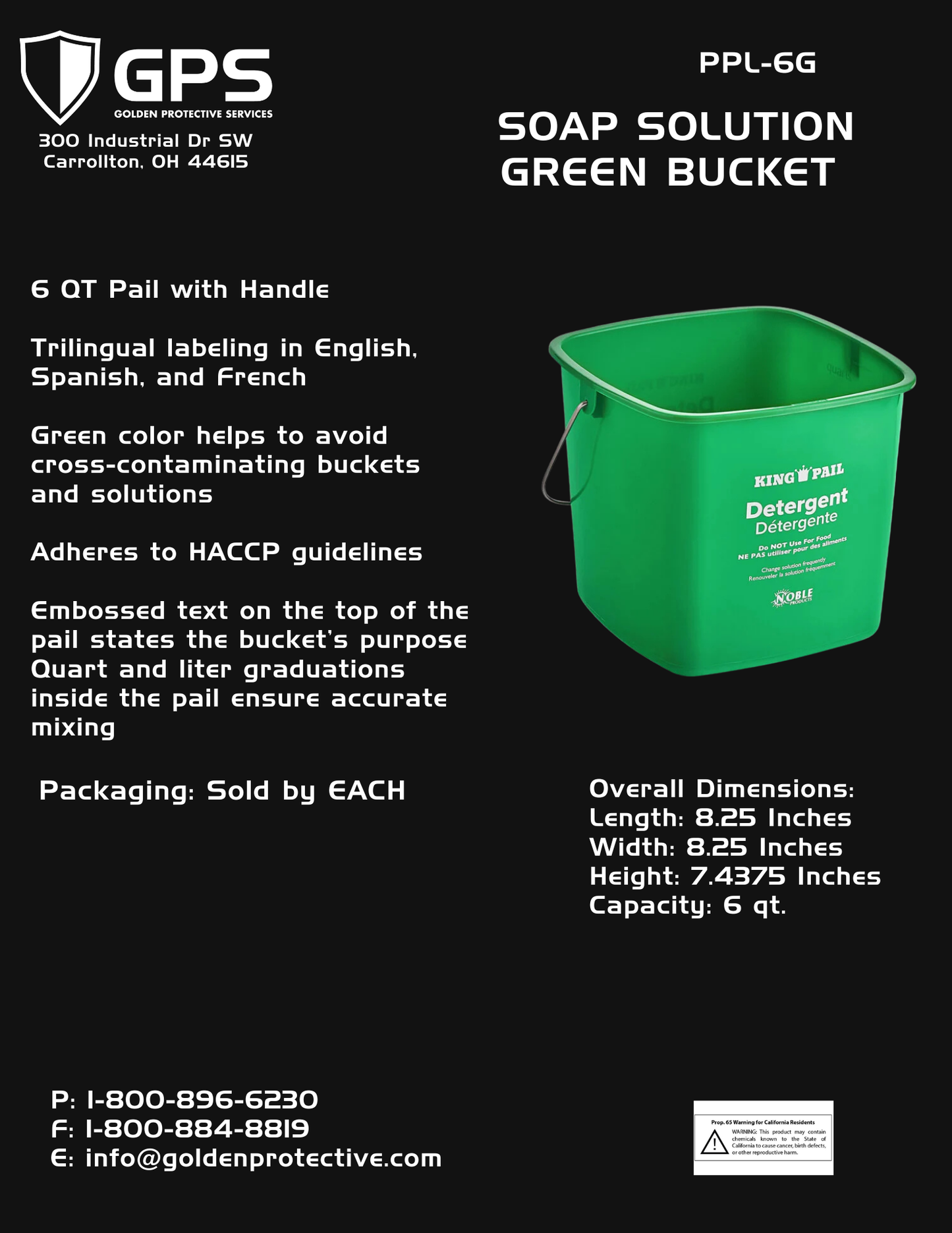 6 QT SOAP SOLUTION BUCKET - GREEN