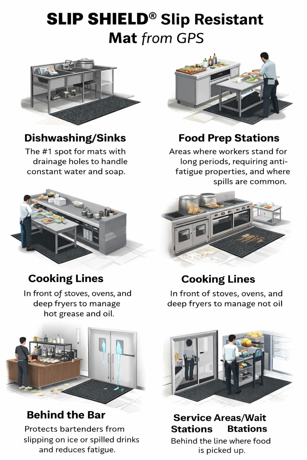 FM-025 Slip Shield™ Mat | Slip-Resistant Kitchen Floor Mat 3' x 5'