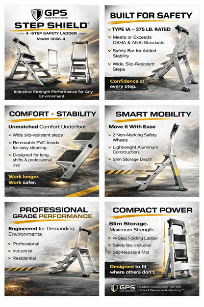 Step Shield 4 Step Safety Ladder with Safety Bar