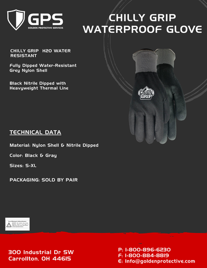 Chilly Grip® TA321 Water Proof Gloves - Mens Sizes M-XXL
