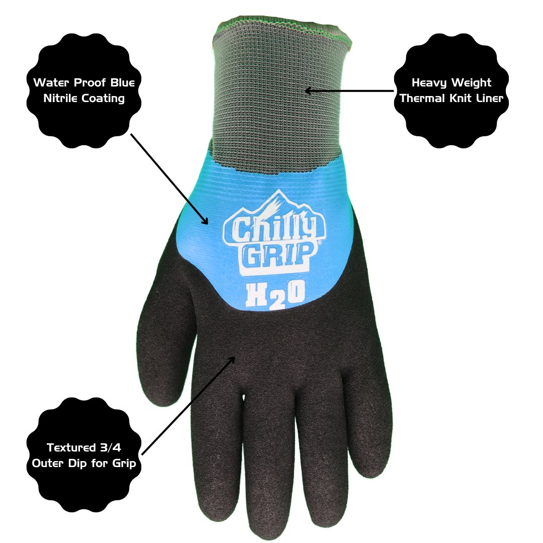 Chilly Grip H2O Waterproof Thermal Knit Liner, Sizes M-XXL, Sold by Pair