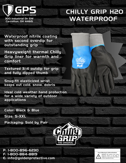 Chilly Grip® TA323 H2O Waterproof Gloves - Mens Sizes M-XXL