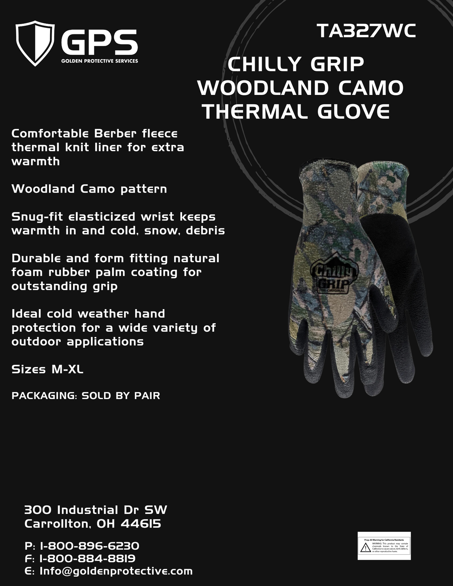 Red Steer Chilly Grip Woodland Camo Thermal Multi-Purpose Gloves