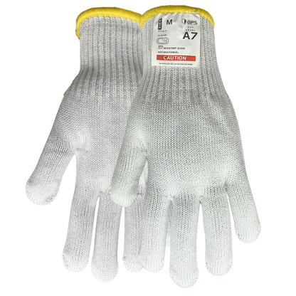 C9, 10 Gauge Cut Resistant White Glove with Hang Up Loop, ANSI Cut Level 7 - Sizes XXS-XXL