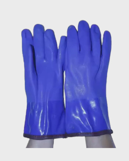 T194-L Sandy Finish PVC Coated Thermal Gloves | 12" Gauntlet Work Gloves
