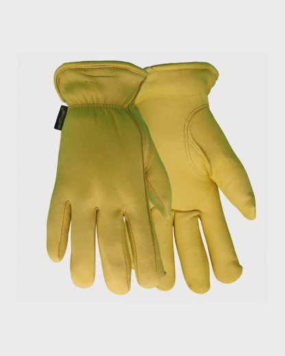 5505 Yellow Deerskin Driver’s Gloves – Thermal Lined – Keystone Thumb