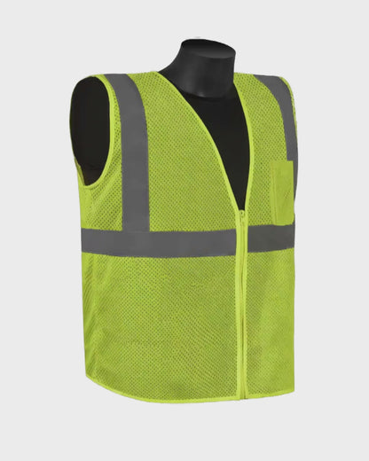 Hi-Viz Safety Lime Green Reflective Vest, 1" Vinyl Reflective Material