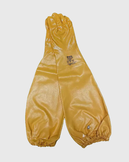 N-520 Yellow Cotton Lined 26" Nitrile Gloves - Sizes S-XL