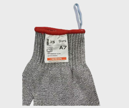 C9®, 10 Gauge Cut Resistant Grey Glove w/Hang Up Loop ANSI Cut Level 7 - Sizes XXS-XXL