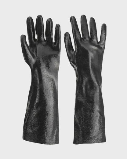 GP2238 PVC Smooth 18" Interlocked Lined Gloves – Black, Large (Pair)