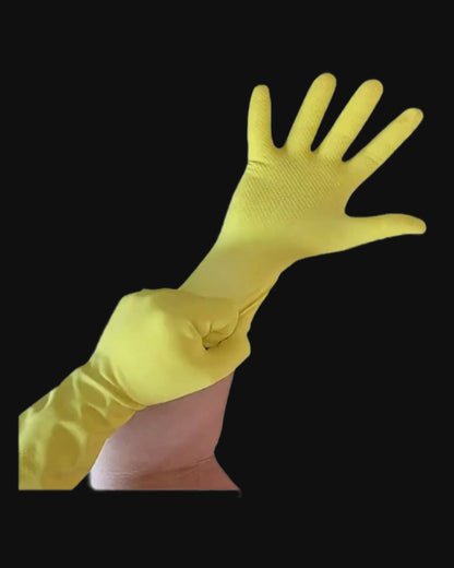 12" Multi Purpose Latex Gloves, Yellow Disposable Household, Textured, Chemical Resistant, 18 mil, Sizes S-XL