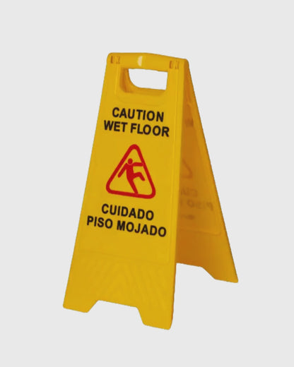 24" Caution Wet Floor Sign – Yellow A-Frame Safety Sign (9098A)