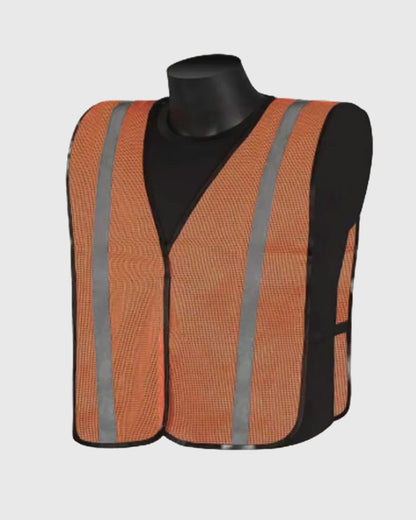 Hi-Viz Safety Orange Reflective Vest, 1" Vinyl Reflective Material