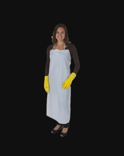 GP1338W - 6mil White Vinyl Apron | Waterproof, Chemical-Resistant, USDA Approved