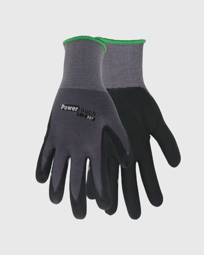 307 Series Powertouch® 15 Gauge Palm Coated Work Glove, Gray/Black, Sizes S-XXL