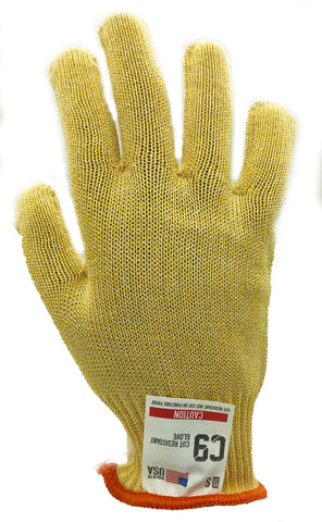 C9, 10 Gauge Cut Resistant White Glove ANSI Cut Level 6 - Sizes XXS-XL