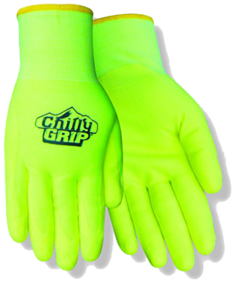 Chilly Grip Water Resistant Hi-Vis Yellow Thermal Lined Gloves, Sizes M-XXL
