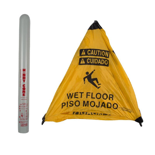 18" Bilingual Handy Cone with Storage Canister - GPSFoodService