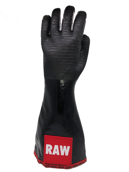 Oil Shield®, 18" (99185RAW) High Temp Neoprene Red Banding & RAW Labeling Gloves - Mens Sizes S and L