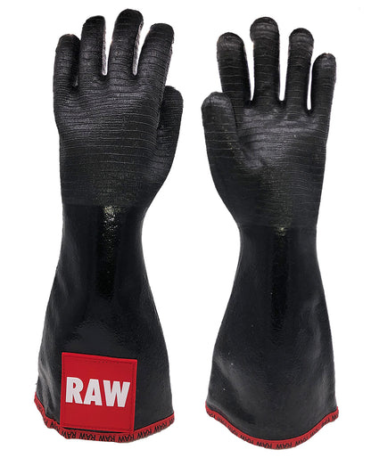 Oil Shield®, 18" (99185RAW) High Temp Neoprene Red Banding & RAW Labeling Gloves - Mens Sizes S and L
