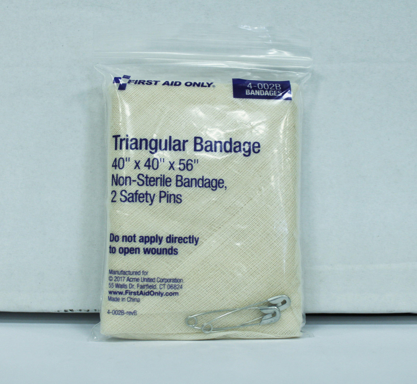 Triangular Bandage, 40" with 2 Safety Pins, First Aid Safety - GPSFoodService
