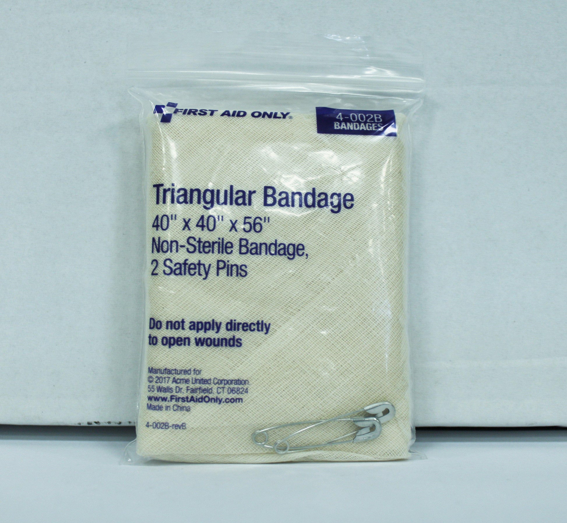 Triangular Bandage, 40" with 2 Safety Pins, First Aid Safety - GPSFoodService