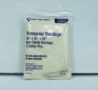 Triangular Bandage, 40" with 2 Safety Pins, First Aid Safety - GPSFoodService