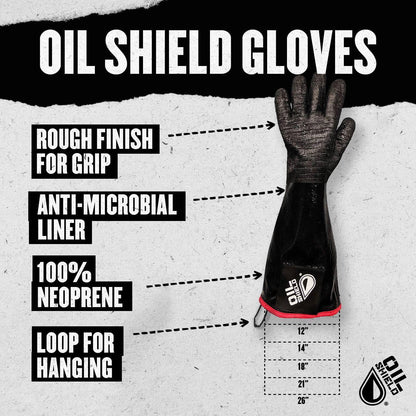 Oil Shield®, 21" High Temperature Insulated Neoprene Gloves Fryer Safety Gloves - Mens Sizes S-XL - GPSFoodService - Safety Solutions for the Food Service Industry