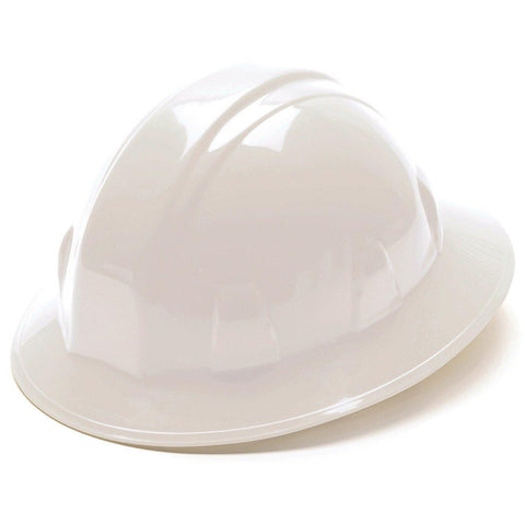 White Hard Hat Full Brim with Ratchet