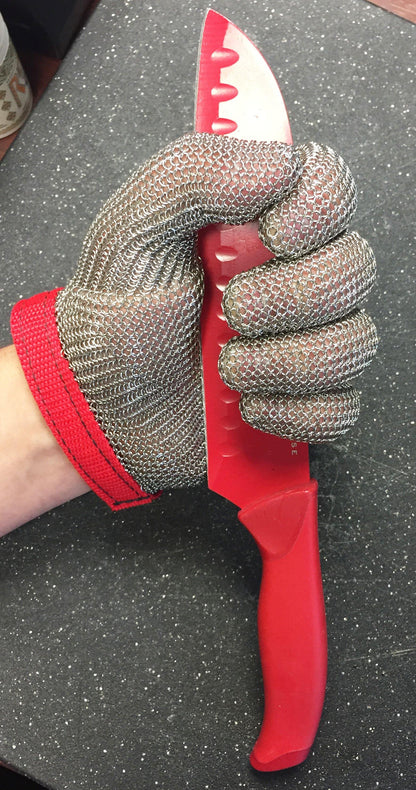 Steel Mesh Glove with Strap, Stainless Steel - Sizes XXS-XXL - GPSFoodService