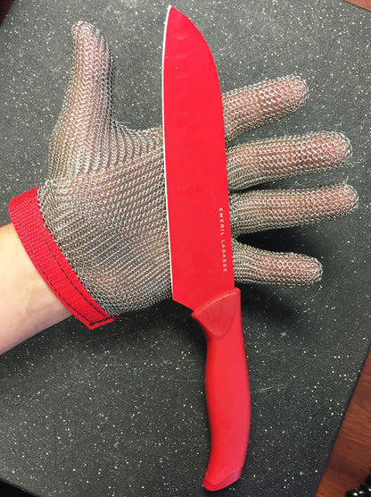 Steel Mesh Glove with Strap, Stainless Steel - Sizes XXS-XXL - GPSFoodService