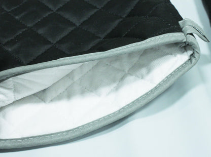 17" Black Quilted Canvas Oven Mitts, 450 Degree Heat Resistance, Sold By Pair - GPSFoodService