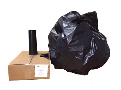 40-45 Gallon Black Trash Bags, 40" x 46", 2.0 Mil, 100 Per Case, Coreless - GPSFoodService