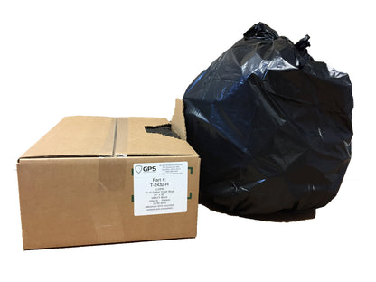 12-16 Gallon Trash Bags, 24" x 32", Black, 500 Per Case, Folded - GPSFoodService