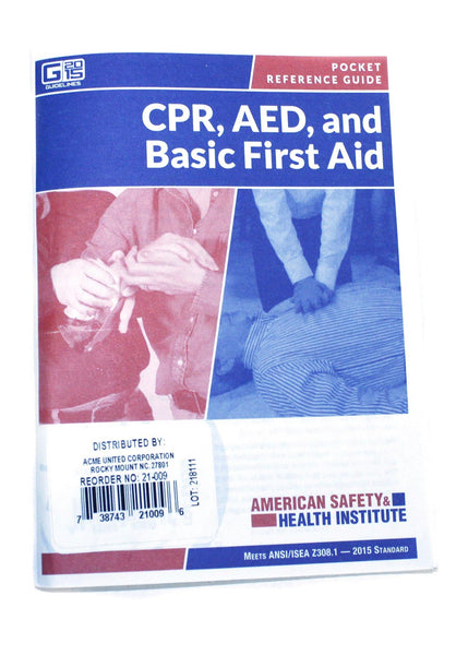 CPR, AED and Basic First Aid Booklet, Sold By Each