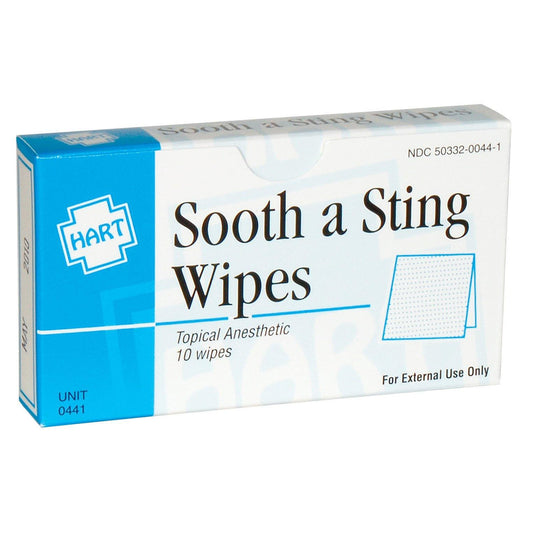 Sting Relief Wipes, Topical Anesthetic - 10/Box - GPSFoodService